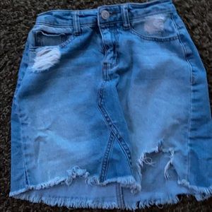 distressed jean skirt
